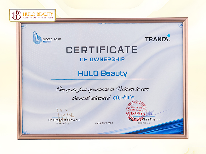 giải thưởng giấy chứng nhận hulo beauty